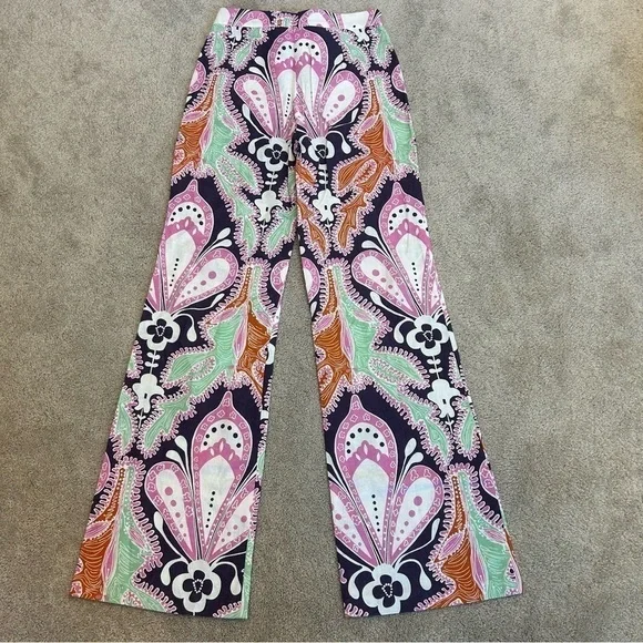 Zara paisley multicoloured printed retro bohemian flare pants - Picture 6 of 15